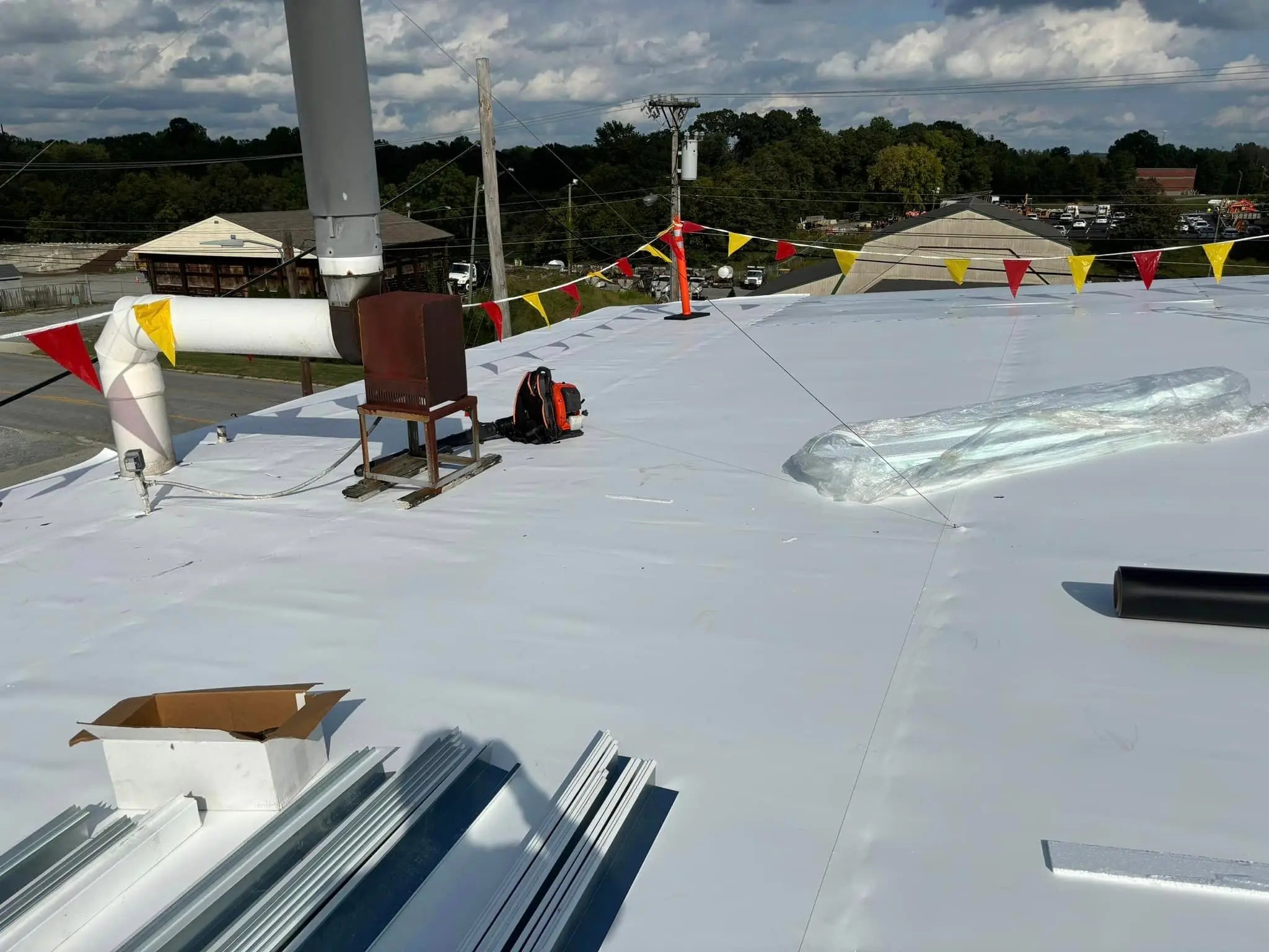 TPO metal roof retrofit at Chemol Co in Greensboro.