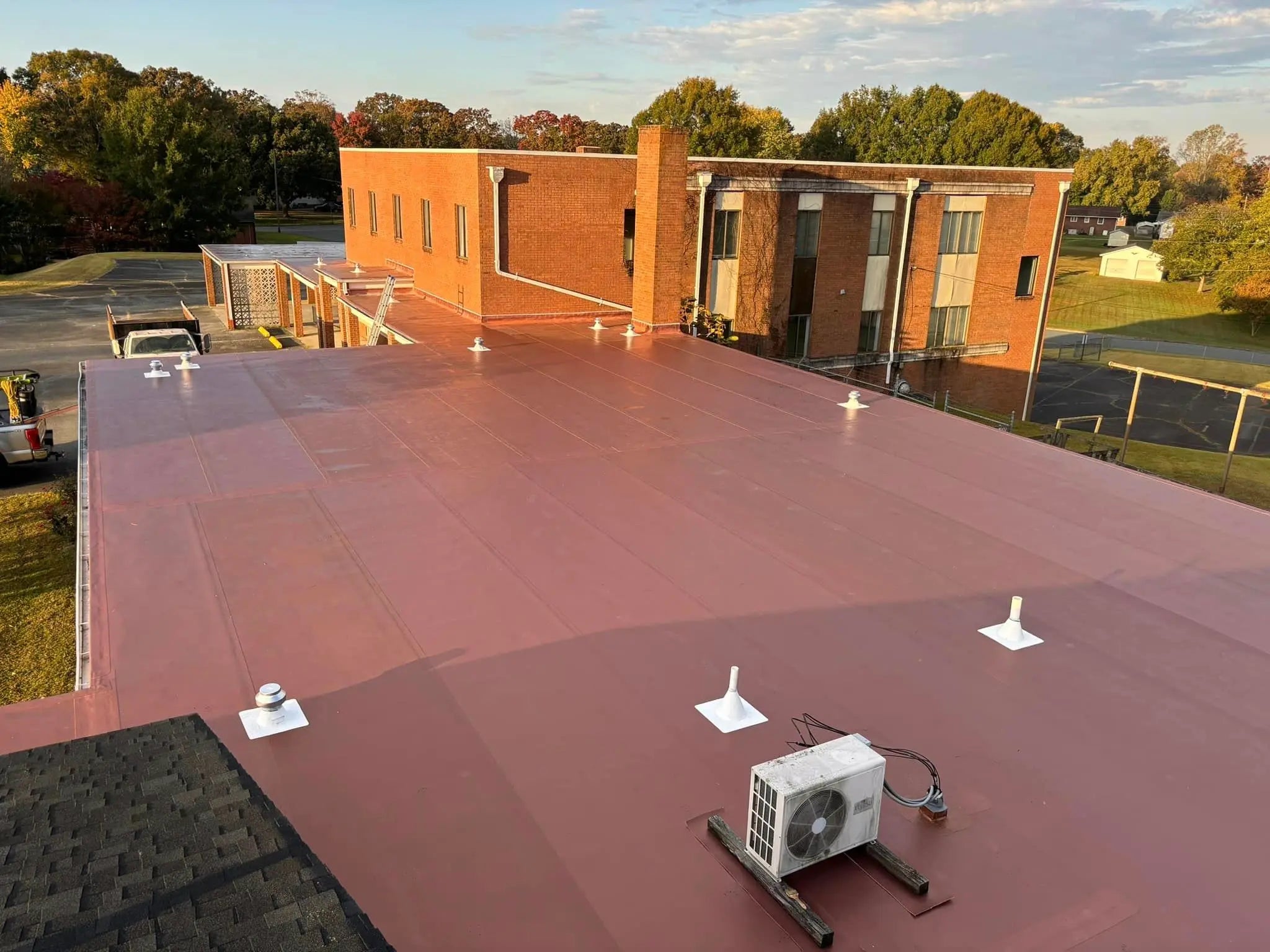 Commercial roof replacement at Eastlawn Baptist Church in Burlington, NC