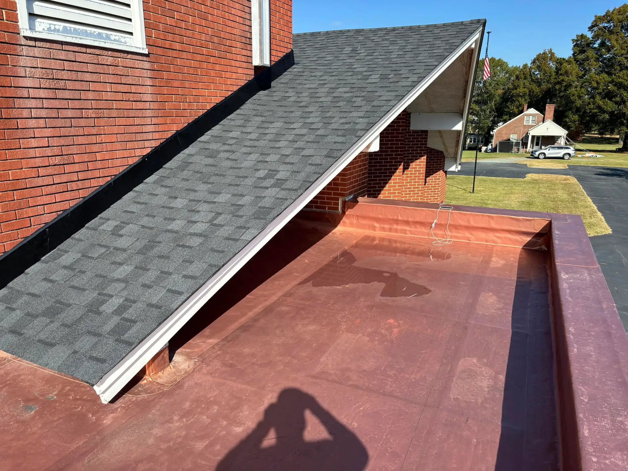 New shingled roof at Rock Hill Baptist Church in Burlington.